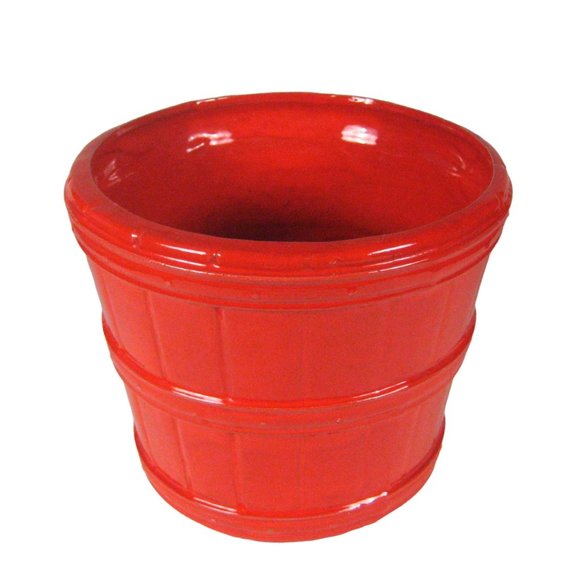 Red Ceramic Fruit Basket Handcrafted VTG 1979 Vase Planter Decor H 6.75 In CHIPS - Picture 1 of 6